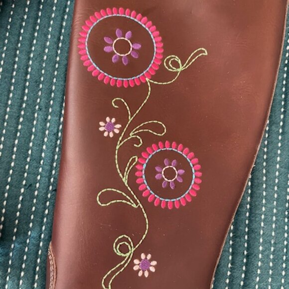 NEW Maguba Clog Boots Brown Leather Embroidered Size 38 Zipper Tall Boots $250 - Picture 3 of 15